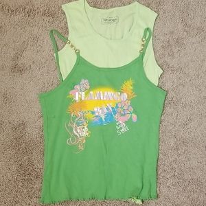 Kids 2 piece green flamingo bay tropical tanks